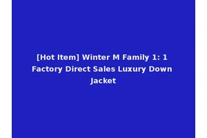 [Hot Item] Winter M Family 1: 1 Factory Direct Sales Luxury Down Jacket