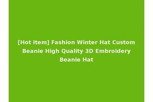 [Hot Item] Fashion Winter Hat Custom Beanie High Quality 3D Embroidery Beanie Hat