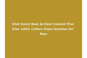 [Hot Item] New Arrival Custom Plus Size 100% Cotton Plain Hoodies for Men