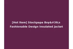[Hot Item] Stockpapa Boy's Fashionable Design Insulated Jacket
