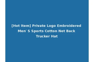 [Hot Item] Private Logo Embroidered Men′ S Sports Cotton Net Back Trucker Hat