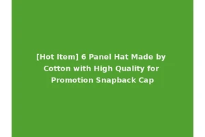 [Hot Item] 6 Panel Hat Made by Cotton with High Quality for Promotion Snapback Cap