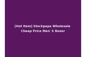 [Hot Item] Stockpapa Wholesale Cheap Price Men′ S Boxer