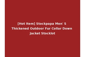 [Hot Item] Stockpapa Men′ S Thickened Outdoor Fur Collar Down Jacket Stocklot