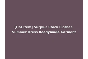[Hot Item] Surplus Stock Clothes Summer Dress Readymade Garment