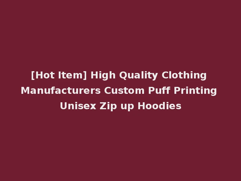 [Hot Item] High Quality Clothing Manufacturers Custom Puff Printing Unisex Zip up Hoodies