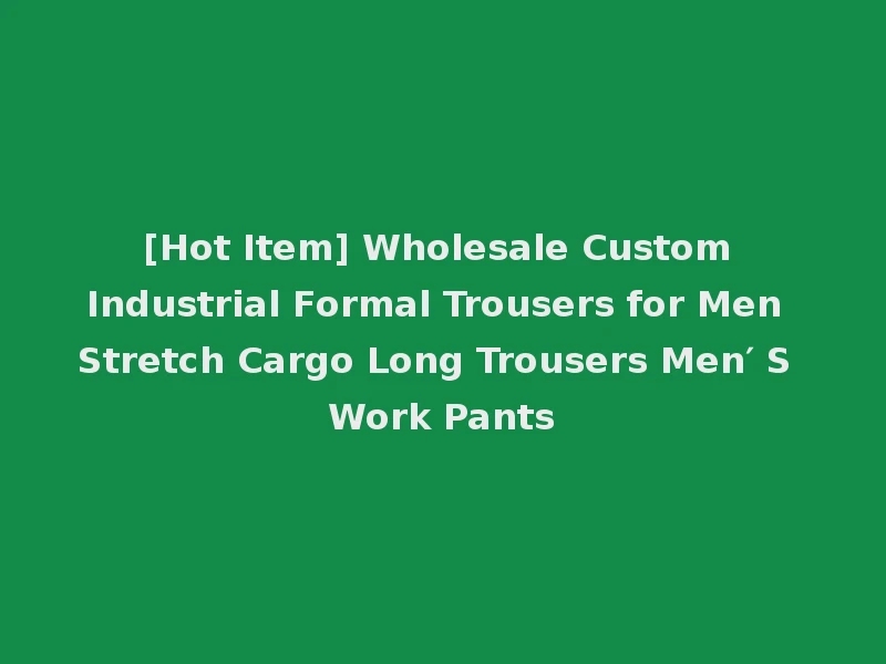 [Hot Item] Wholesale Custom Industrial Formal Trousers for Men Stretch Cargo Long Trousers Men′ S Work Pants