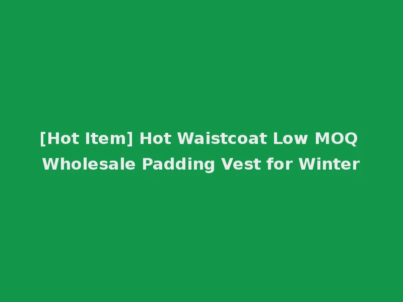 [Hot Item] Hot Waistcoat Low MOQ Wholesale Padding Vest for Winter