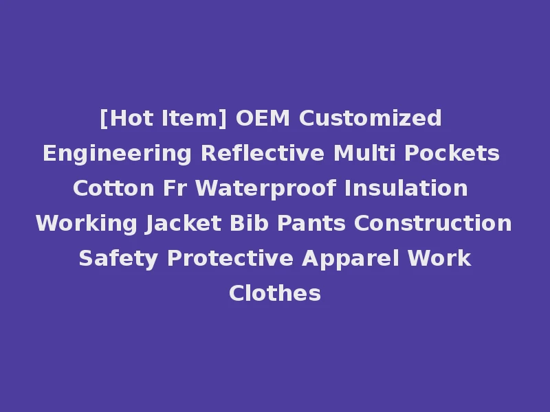 [Hot Item] OEM Customized Engineering Reflective Multi Pockets Cotton Fr Waterproof Insulation Working Jacket Bib Pants Construction Safety Protective Apparel Work Clothes