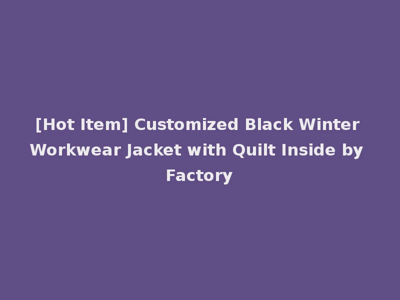 [Hot Item] Customized Black Winter Workwear Jacket with Quilt Inside by Factory
