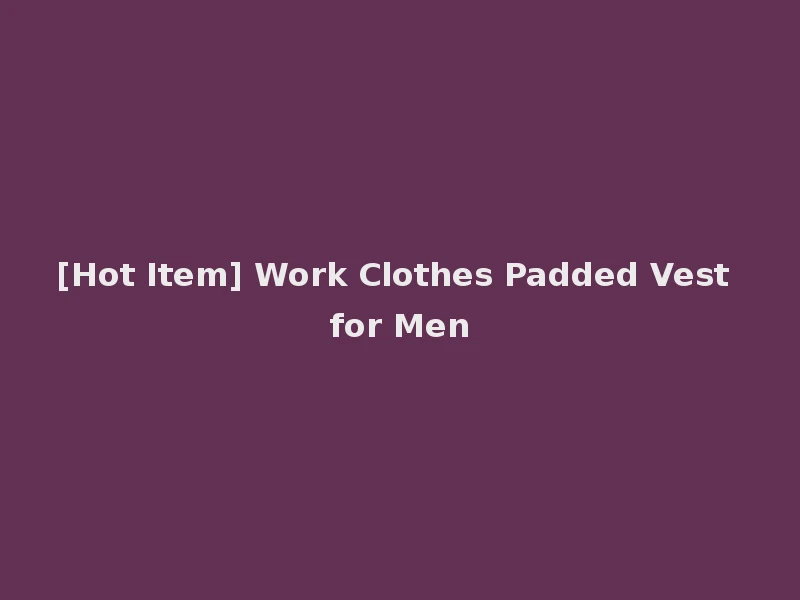 [Hot Item] Work Clothes Padded Vest for Men