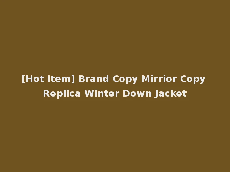 [Hot Item] Brand Copy Mirrior Copy Replica Winter Down Jacket