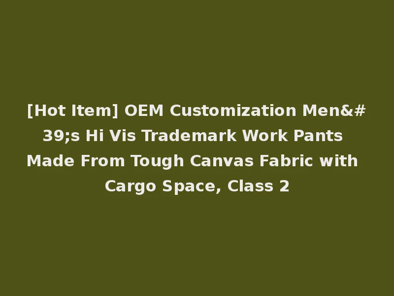 [Hot Item] OEM Customization Men's Hi Vis Trademark Work Pants Made From Tough Canvas Fabric with Cargo Space, Class 2