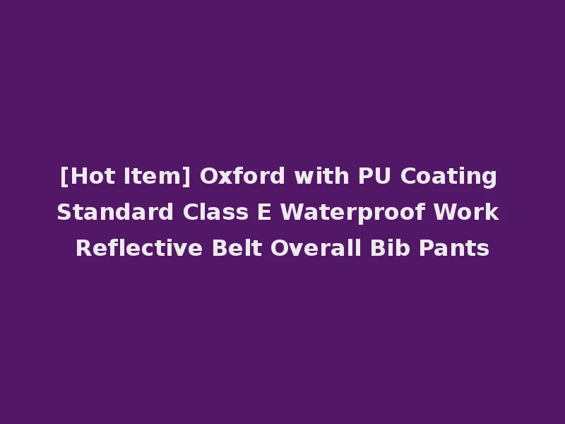 [Hot Item] Oxford with PU Coating Standard Class E Waterproof Work Reflective Belt Overall Bib Pants