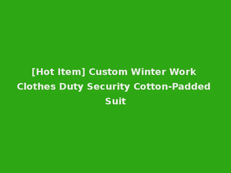 [Hot Item] Custom Winter Work Clothes Duty Security Cotton-Padded Suit