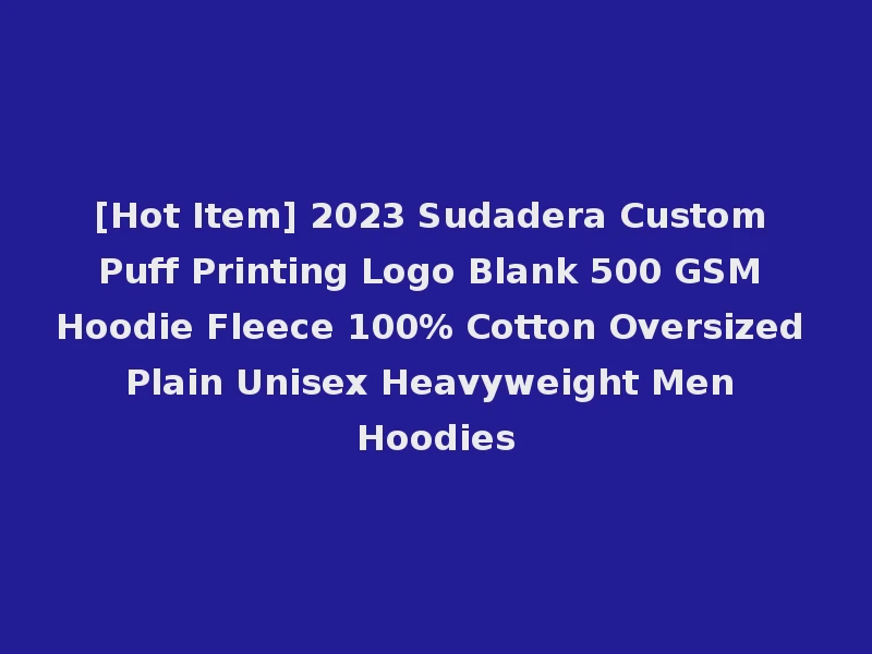 [Hot Item] 2023 Sudadera Custom Puff Printing Logo Blank 500 GSM Hoodie Fleece 100% Cotton Oversized Plain Unisex Heavyweight Men Hoodies