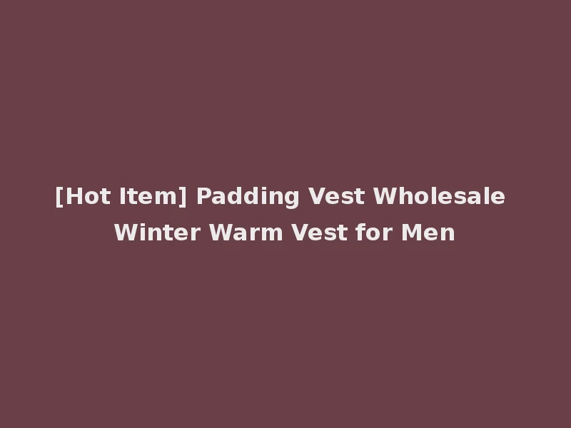 [Hot Item] Padding Vest Wholesale Winter Warm Vest for Men