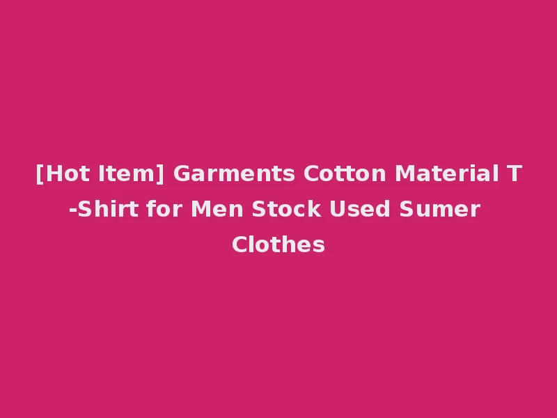 [Hot Item] Garments Cotton Material T-Shirt for Men Stock Used Sumer Clothes