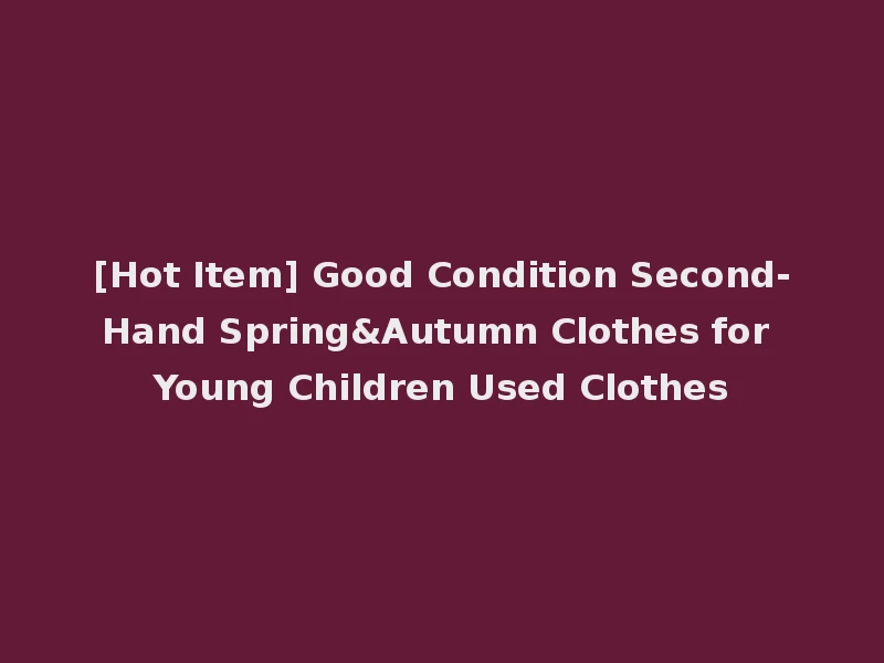 [Hot Item] Good Condition Second-Hand Spring&Autumn Clothes for Young Children Used Clothes