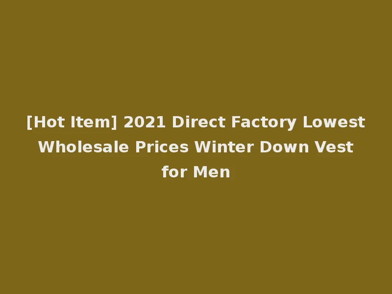 [Hot Item] 2021 Direct Factory Lowest Wholesale Prices Winter Down Vest for Men