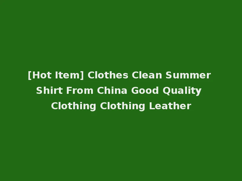 [Hot Item] Clothes Clean Summer Shirt From China Good Quality Clothing Clothing Leather