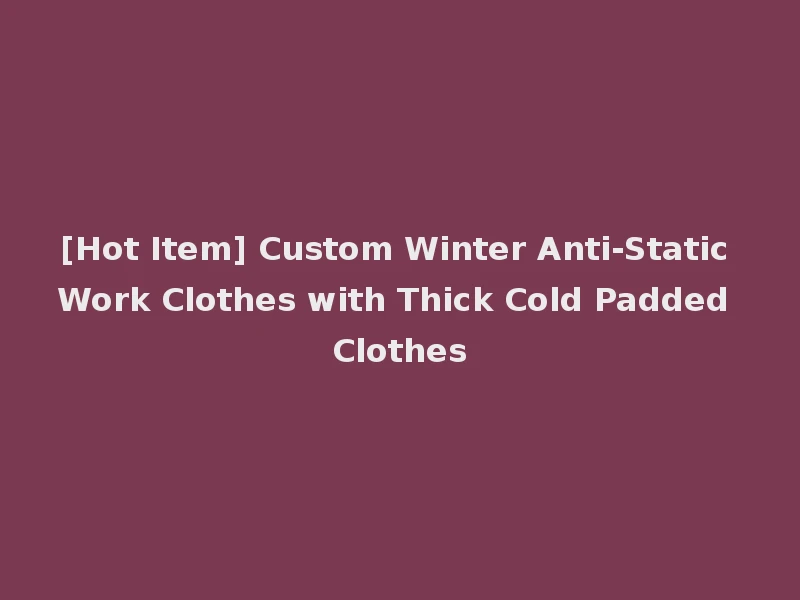 [Hot Item] Custom Winter Anti-Static Work Clothes with Thick Cold Padded Clothes