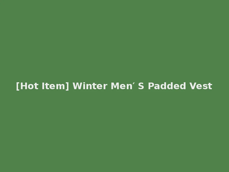 [Hot Item] Winter Men′ S Padded Vest