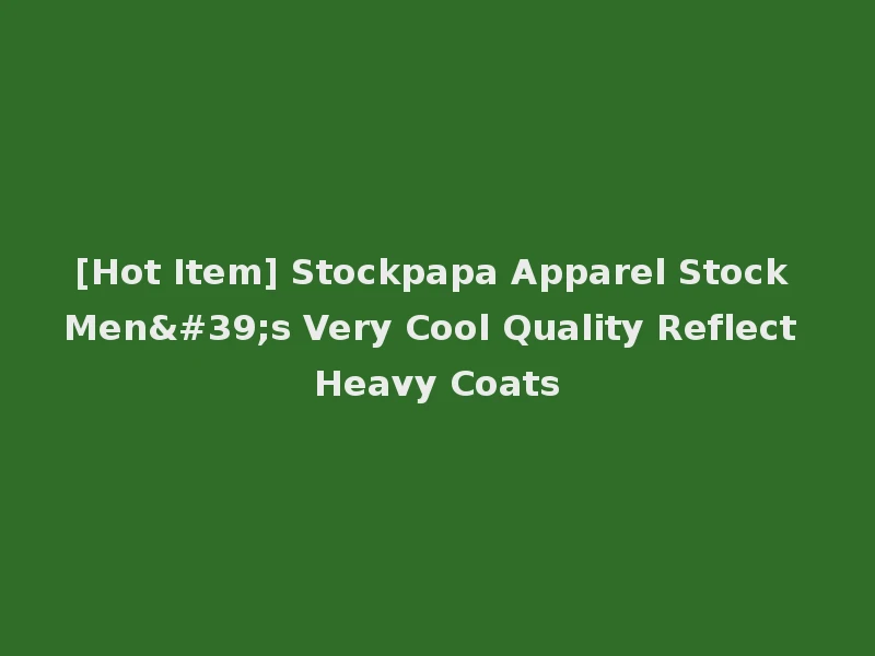[Hot Item] Stockpapa Apparel Stock Men's Very Cool Quality Reflect Heavy Coats
