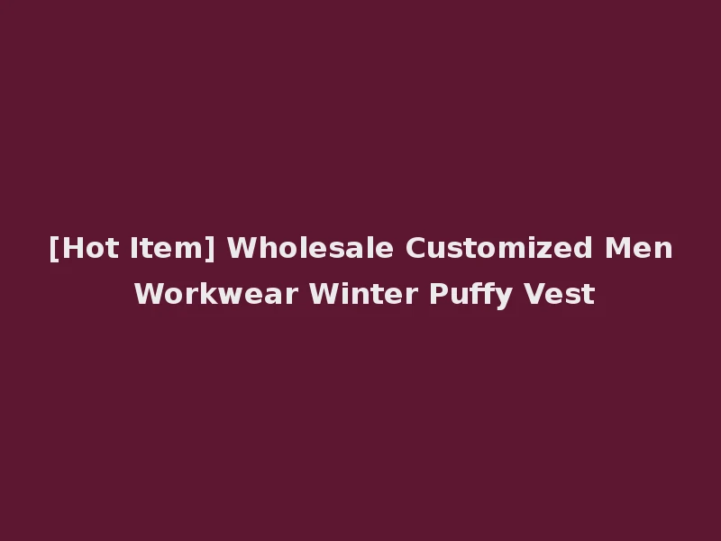 [Hot Item] Wholesale Customized Men Workwear Winter Puffy Vest