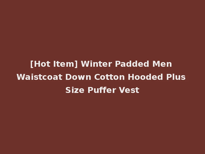 [Hot Item] Winter Padded Men Waistcoat Down Cotton Hooded Plus Size Puffer Vest