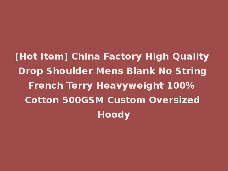 [Hot Item] China Factory High Quality Drop Shoulder Mens Blank No String French Terry Heavyweight 100% Cotton 500GSM Custom Oversized Hoody