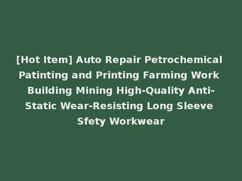 [Hot Item] Auto Repair Petrochemical Patinting and Printing Farming Work Building Mining High-Quality Anti-Static Wear-Resisting Long Sleeve Sfety Workwear