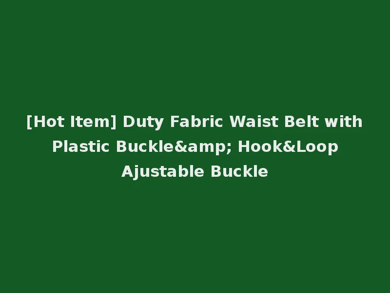 [Hot Item] Duty Fabric Waist Belt with Plastic Buckle& Hook&Loop Ajustable Buckle