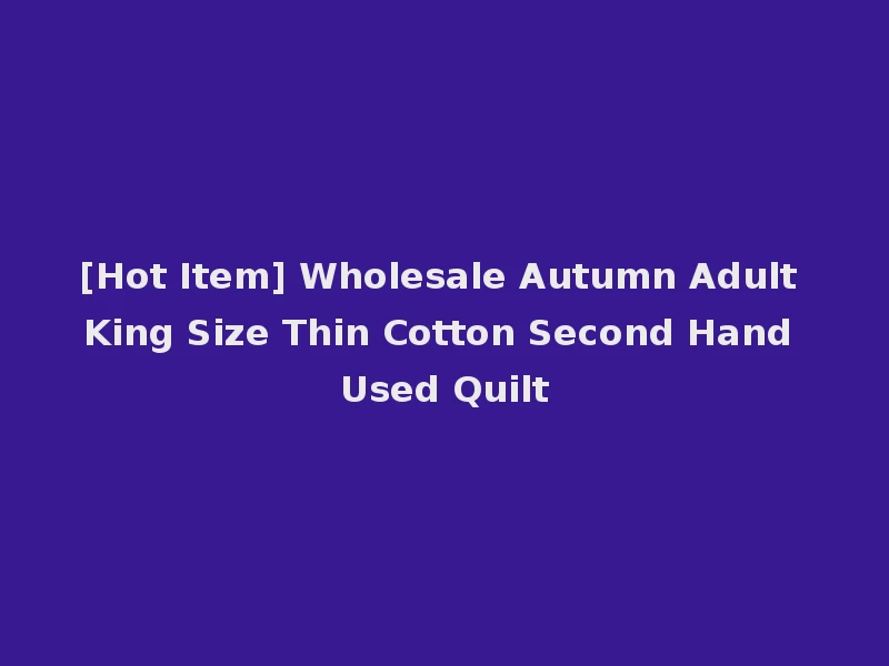 [Hot Item] Wholesale Autumn Adult King Size Thin Cotton Second Hand Used Quilt