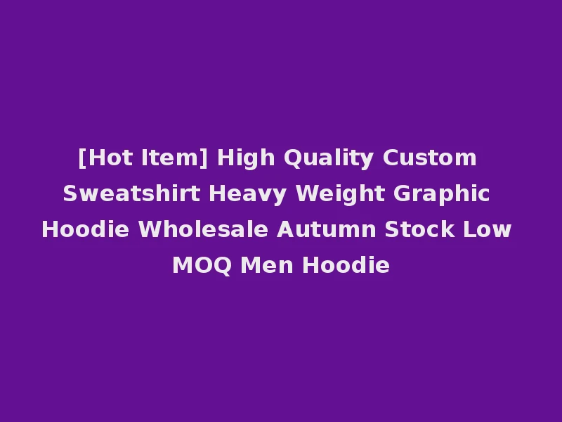 [Hot Item] High Quality Custom Sweatshirt Heavy Weight Graphic Hoodie Wholesale Autumn Stock Low MOQ Men Hoodie