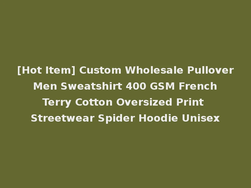 [Hot Item] Custom Wholesale Pullover Men Sweatshirt 400 GSM French Terry Cotton Oversized Print Streetwear Spider Hoodie Unisex