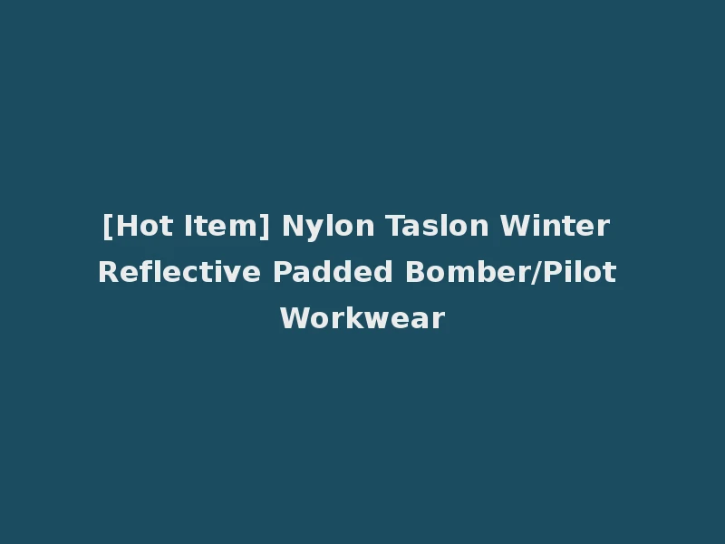 [Hot Item] Nylon Taslon Winter Reflective Padded Bomber/Pilot Workwear