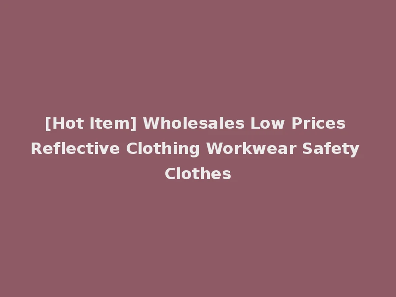 [Hot Item] Wholesales Low Prices Reflective Clothing Workwear Safety Clothes