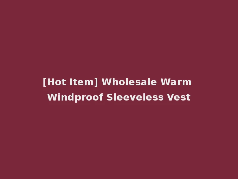 [Hot Item] Wholesale Warm Windproof Sleeveless Vest