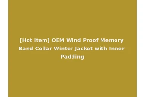 [Hot Item] OEM Wind Proof Memory Band Collar Winter Jacket with Inner Padding