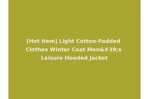 [Hot Item] Light Cotton-Padded Clothes Winter Coat Men's Leisure Hooded Jacket