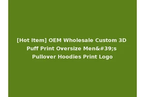 [Hot Item] OEM Wholesale Custom 3D Puff Print Oversize Men's Pullover Hoodies Print Logo