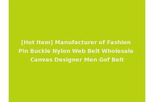 [Hot Item] Manufacturer of Fashion Pin Buckle Nylon Web Belt Wholesale Canvas Designer Men Gof Belt