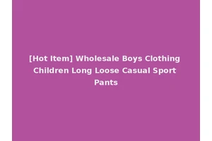 [Hot Item] Wholesale Boys Clothing Children Long Loose Casual Sport Pants
