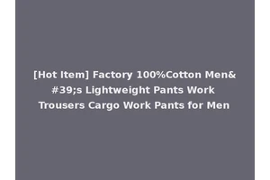 [Hot Item] Factory 100%Cotton Men's Lightweight Pants Work Trousers Cargo Work Pants for Men
