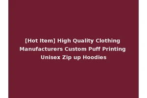 [Hot Item] High Quality Clothing Manufacturers Custom Puff Printing Unisex Zip up Hoodies