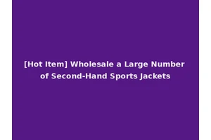 [Hot Item] Wholesale a Large Number of Second-Hand Sports Jackets