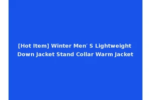 [Hot Item] Winter Men′ S Lightweight Down Jacket Stand Collar Warm Jacket