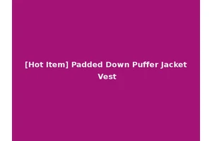 [Hot Item] Padded Down Puffer Jacket Vest