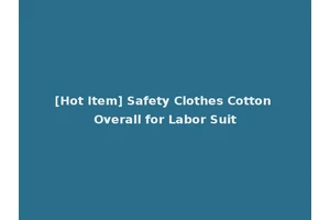 [Hot Item] Safety Clothes Cotton Overall for Labor Suit